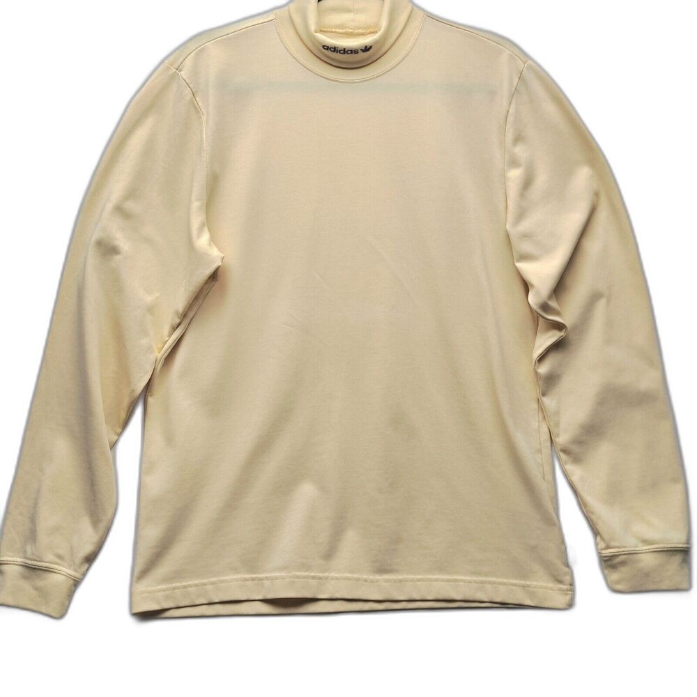 Vintage Adidas T-Shirt Long Sleeve Yellow Mock Neck Size M USA Soccer
